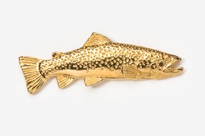 #126G - 1 3/4" Brown Trout 24K Gold Plated Pin