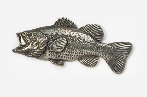 #140 - Left Facing Largemouth Bass Antiqued Pewter Pin
