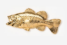 #140G - Left facing Largemouth Bass 24K Gold Plated Pin