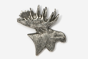 #433 - Moose Head Antiqued Pewter Pin