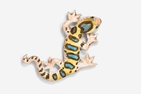 #616P-BS - Blue Striped Gecko Hand Painted Pin