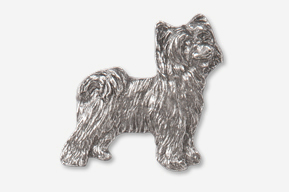#880A - Powder Puff Chinese Crested Antiqued Pewter Pin