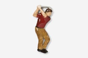 #904P-R - Red Shirt Golfer Hand Painted Pin
