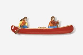 #931P-R - Red Canoe Hand Painted Pin
