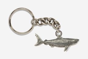 #K250 - Great White Shark Antiqued Pewter Keychain