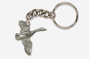 #K320 - Flying Canada Goose Antiqued Pewter Keychain