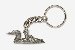 #K344 - Loon and Chick Antiqued Pewter Keychain