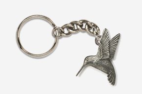 #K350 - Left Flying Hummingbird Antiqued Pewter Keychain