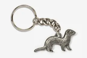 #K414B - Ferret Antiqued Pewter Keychain