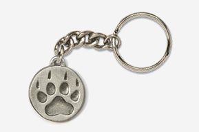 #K418F - Wolf Track Antiqued Pewter Keychain