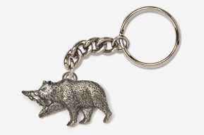 #K423A - Brown Bear & Salmon Antiqued Pewter Keychain