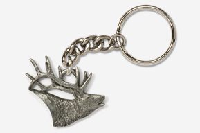 #K434 - Elk Head Antiqued Pewter Keychain