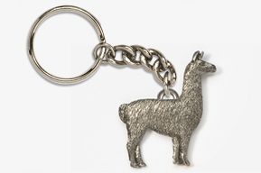 #K449A - Llama Antiqued Pewter Keychain