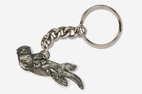 #K474 - Sea Otter & Baby Antiqued Pewter Keychain