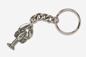 #K530A - Top View Lobster Antiqued Pewter Keychain