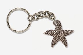#K539B - Medium Starfish Antiqued Pewter Keychain
