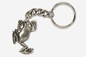#K591 - Climbing Tree Frog Antiqued Pewter Keychain