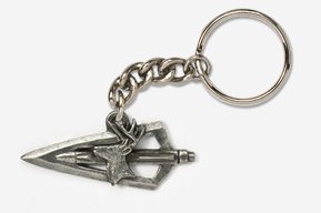 #K703D - Broadhead & Deer Antiqued Pewter Keychain