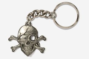 #K801 - Skull and Cross Bones / Pirate Skull Pewter Keychain