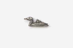#M344 - Loon and Chick Pewter Mini-Pin