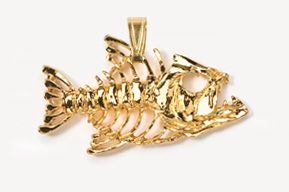 #P175G - Bony Fish 24K Gold Plated Pendant