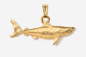 #P250G - Great White Shark 24K Gold Plated Pendant