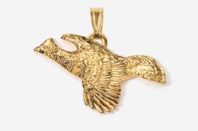 #P309G - Flying Ruffed Grouse 24K Gold Plated Pendant