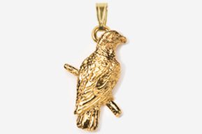 #P358G - African Grey Parrot 24K Gold Plated Pendant