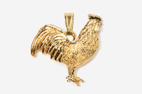 #P380G - Rooster 24K Gold Plated Pendant