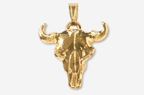#P407AG - Buffalo Skull 24K Gold Plated Pendant