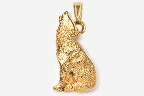 #P418G - Howling Wolf 24K Gold Plated Pendant