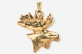 #P433G - Moose Head 24K Gold Plated Pendant