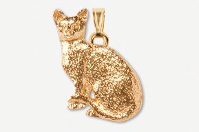 #P439DG - Sitting Shorthair Cat 24K Gold Plated Pendant