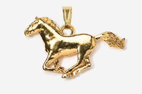 #P443G - Galloping Horse 24K Gold Plated Pendant