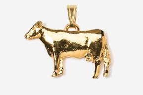 #P445G - Cow 24K Gold Plated Pendant