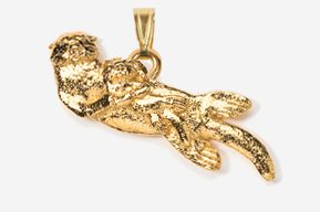 #P474G - Sea Otter & Baby 24K Gold Plated Pendant