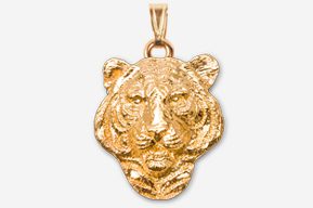 #P495AG - Tiger Head 24K Gold Plated Pendant