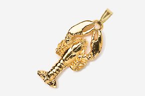 #P530AG - Top View Lobster 24K Gold Plated Pendant