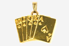 #P710G - Royal Flush 24K Gold Plated Pendant