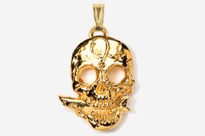 #P802G - Skull with Shark 24K Gold Plated Pendant